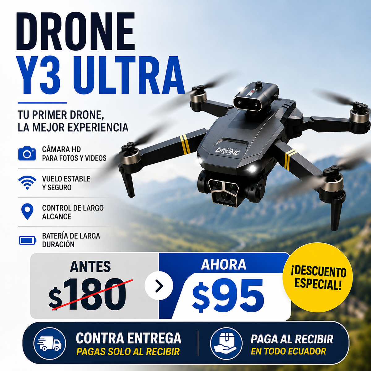 Drone Y3 Ultra Max 4K - Control con cámara integrada